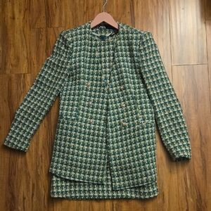 Zara Women's Green Tweed Blazer & Dress